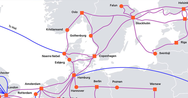 Arelion network map Norway route